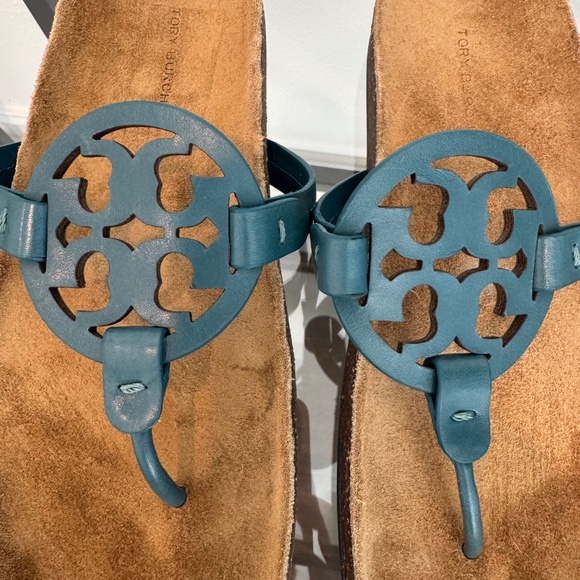 TORY BURCH Women’s Blue Miller Cloud Sandals with cork sole size 10 NWOB - Picture 5 of 10